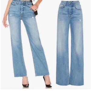 Grlfrnd Carla high rise distressed bell flare raw hem jeans gonna fly now 27